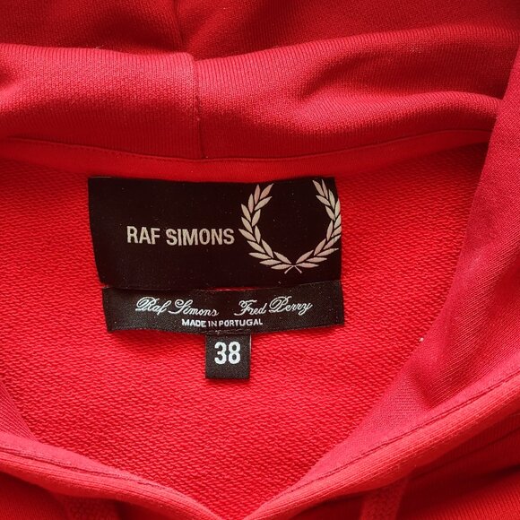 Raf Simons X Fred Perry Hoodie Men's Size 38 Medium Red Colorblock Embroidery - Picture 10 of 16